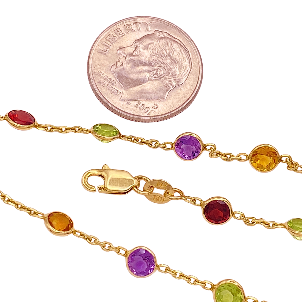 Buy Colorful Multi Gemstone Necklace 14K Gold 10.46 Carats  display picture 1