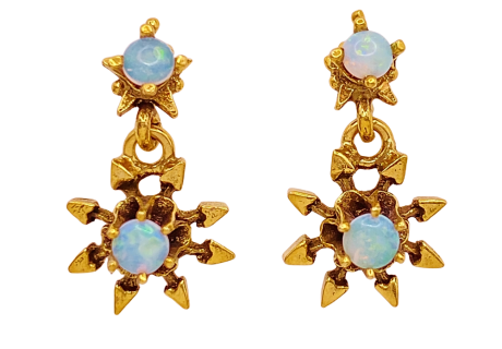 Opal Dangle Earrings 14KYG