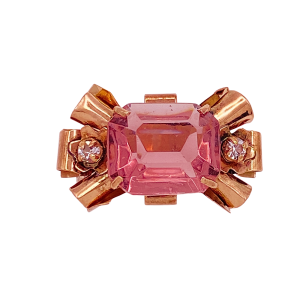 Retro Ring 10K Faux Gem