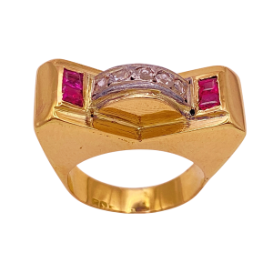 Retro Ruby & Diamond Ring 14KRose
