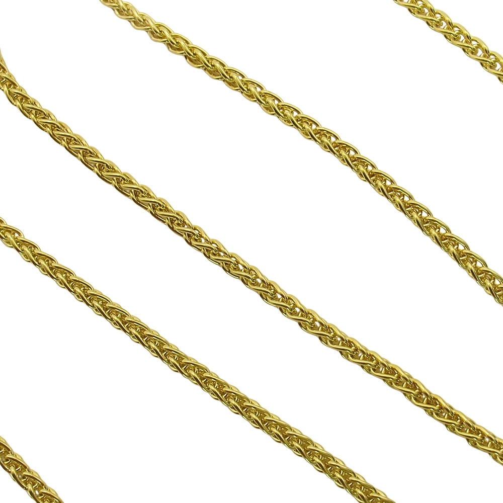 14K Gold Wheat Link Chain Necklace 18″