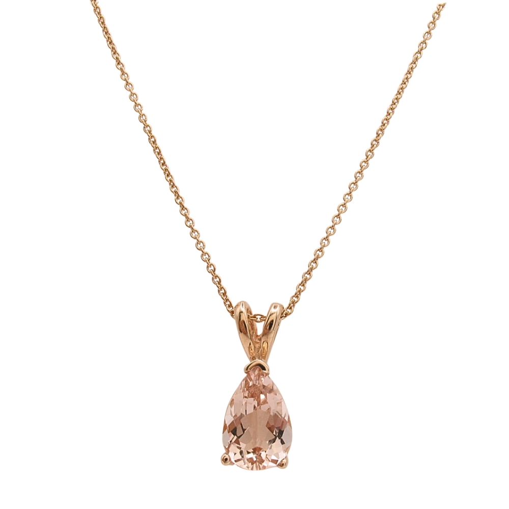14K Rose Gold Morganite Pendant Necklace