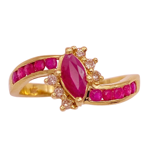 Ruby & Diamond Bypass Ring 14K .82 CTW Alt View