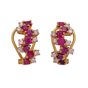 Ruby Diamond Earrings 14K 2.54 TGW