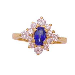 Sapphire & Diamond Ring 14K