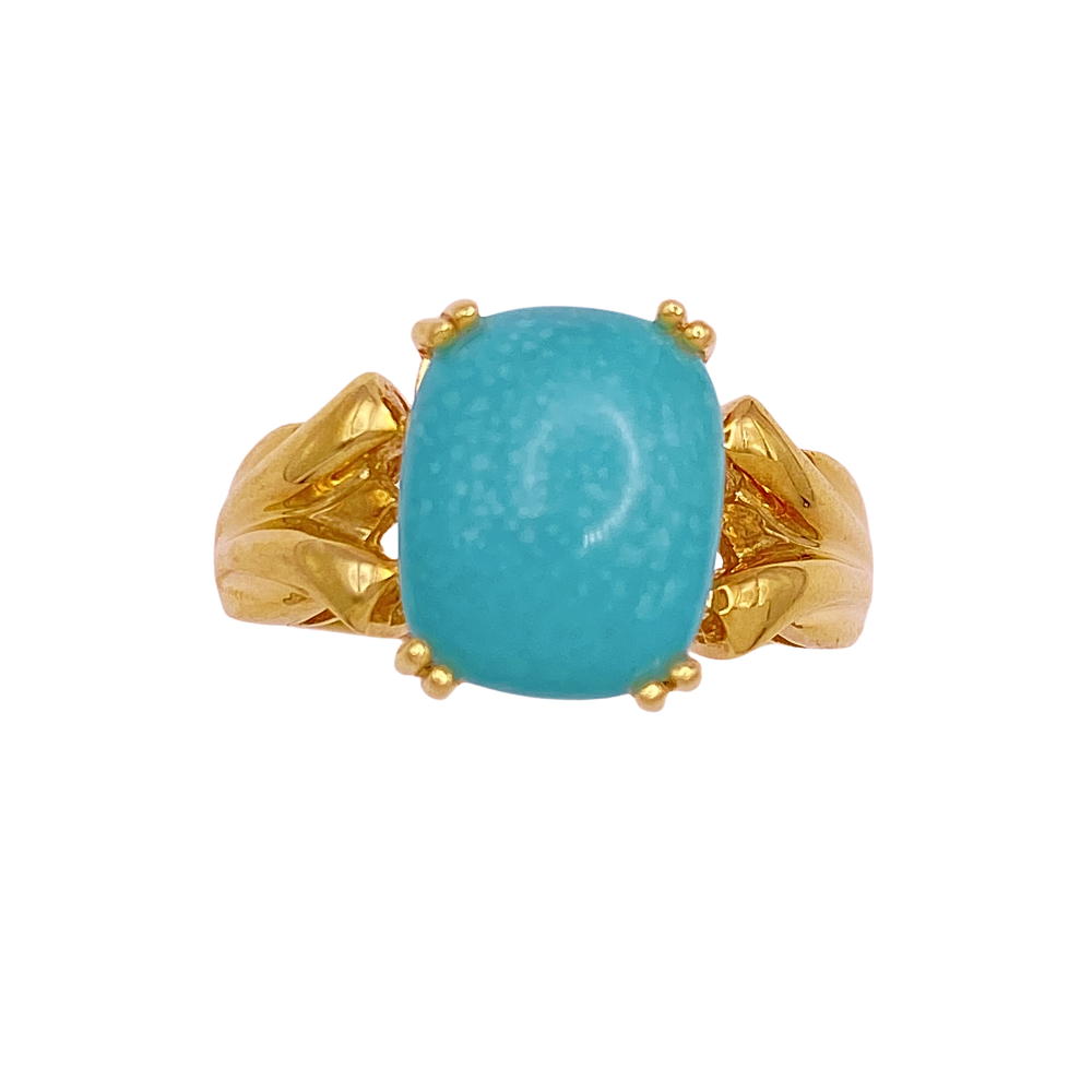 Turquoise Cabochon Ring 14K Gold