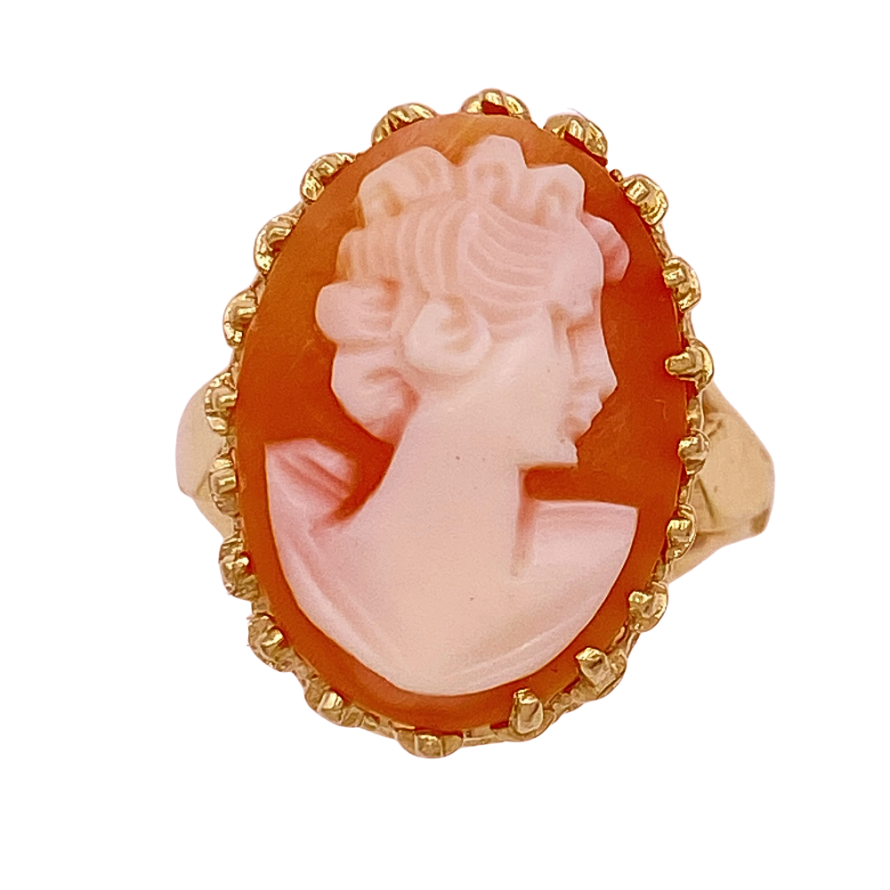 Victorian Revival Vintage Cameo Ring 14K Gold