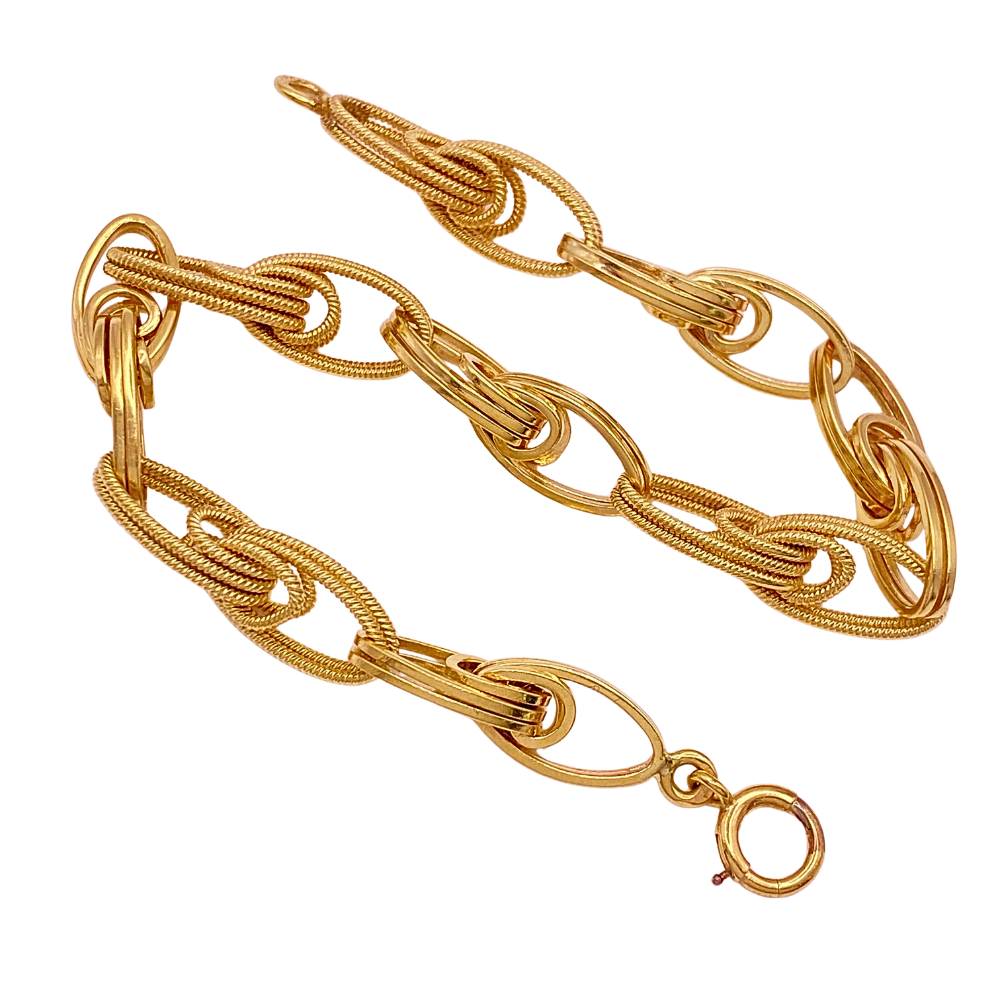 Vintage Fancy Link Bracelet 14K Gold 8 Inch Length 15.8 Grams