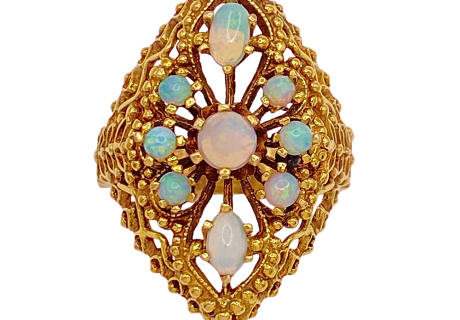 Vintage Victorian Revival Opal Ring 14K