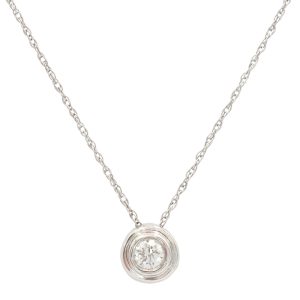0.11ct Diamond Bezel Solitaire Necklace 14K White Gold front