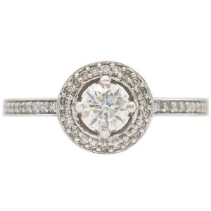 0.44ctw Diamond Halo Engagement Ring 14K White Gold front