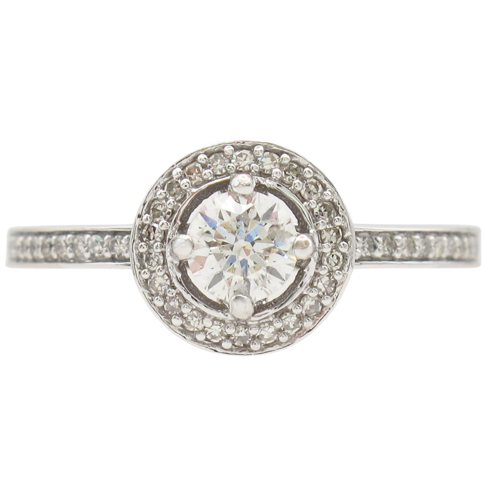 0.44ctw Diamond Halo Engagement Ring 14K White Gold