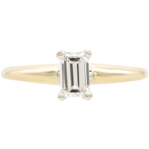 0.45ct Emerald-Cut Diamond Solitaire Engagement Ring 14K Gold front