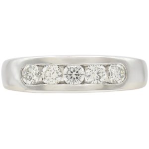 0.65ctw Diamond Channel Set Men's Band Ring 18K White Gold front