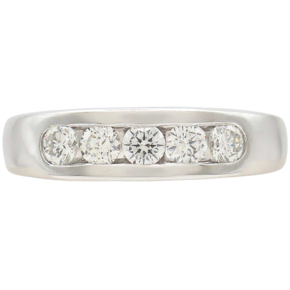 0.65ctw Diamond Channel Set Men’s Band Ring 18K White Gold