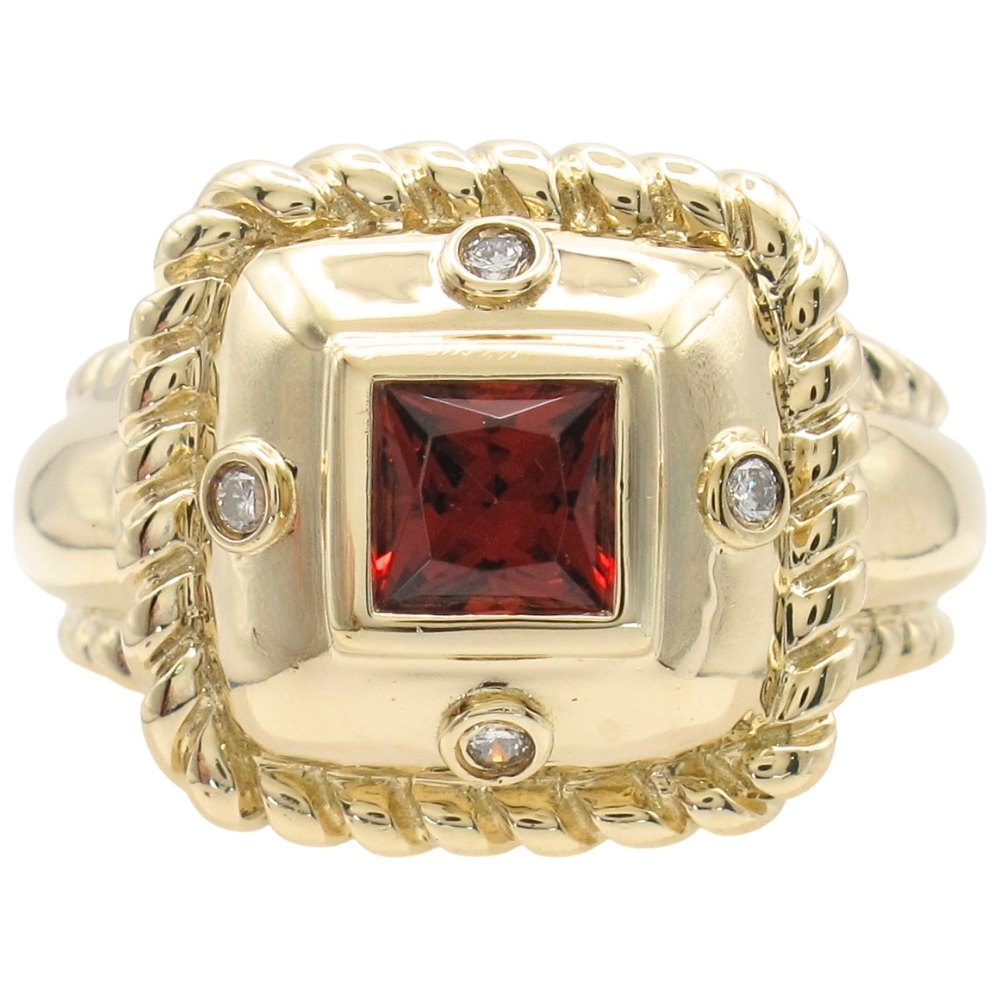 0.74ctw Garnet Ring with Rope Accents in 14K Gold
