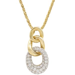 0.7ctw Pave Diamond Three-Link Pendant Necklace 14K Gold