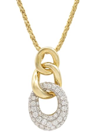 0.7ctw Pave Diamond Three-Link Pendant Necklace 14K Gold