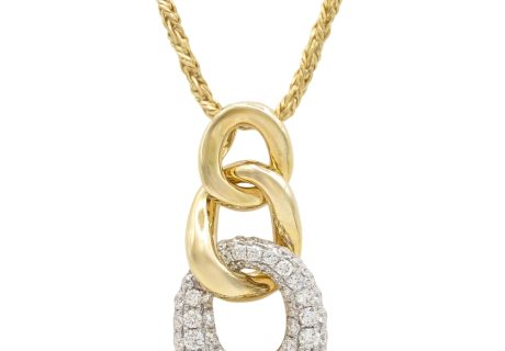 0.7ctw Pave Diamond Three-Link Pendant Necklace 14K Gold