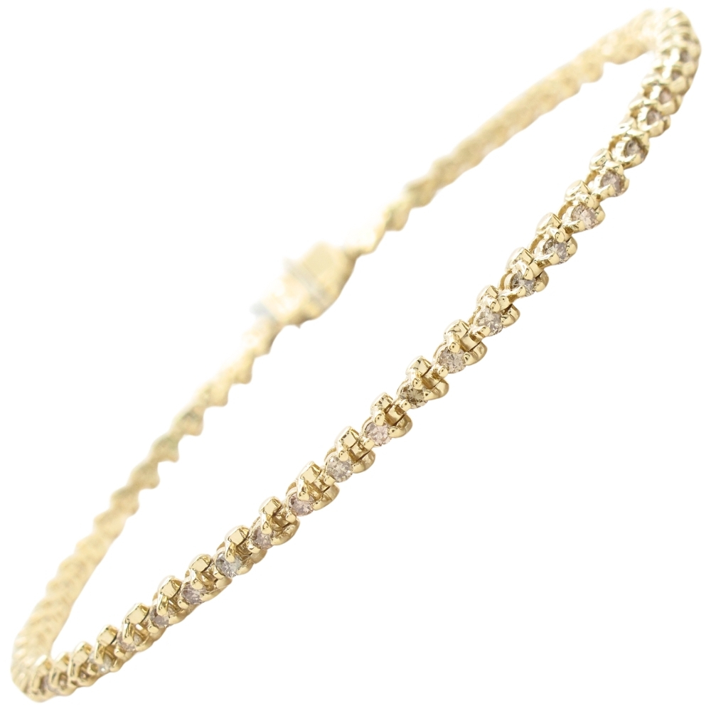 0.94ctw Light Brown Diamond Tennis Bracelet 14K Gold