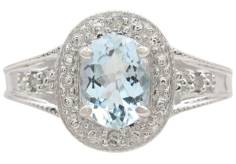 1.04ctw Oval Aquamarine Ring 10K White Gold front