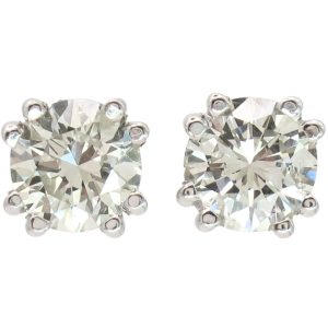 1.38ctw Round Diamond Solitaire Stud Earring with Double prongs 14K White Gold