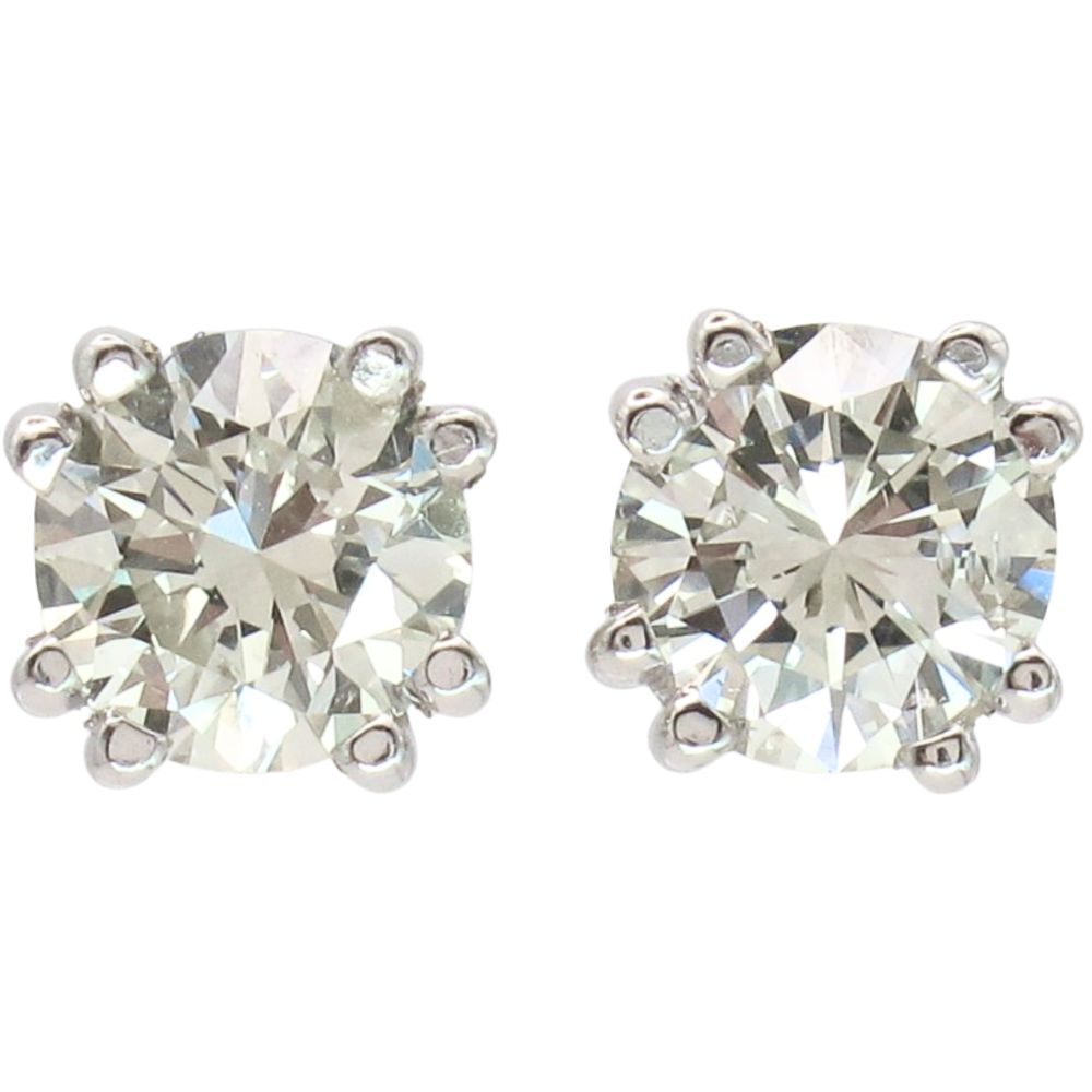 1.38ctw Round Diamond Solitaire Stud Earring 14K
