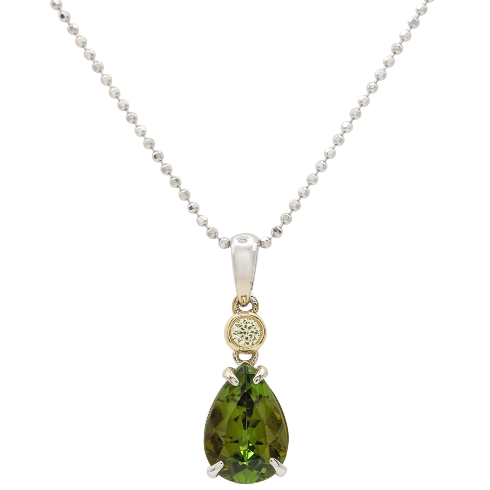 1.44ctw Pear-Cut Sphene Necklace 14K White Gold
