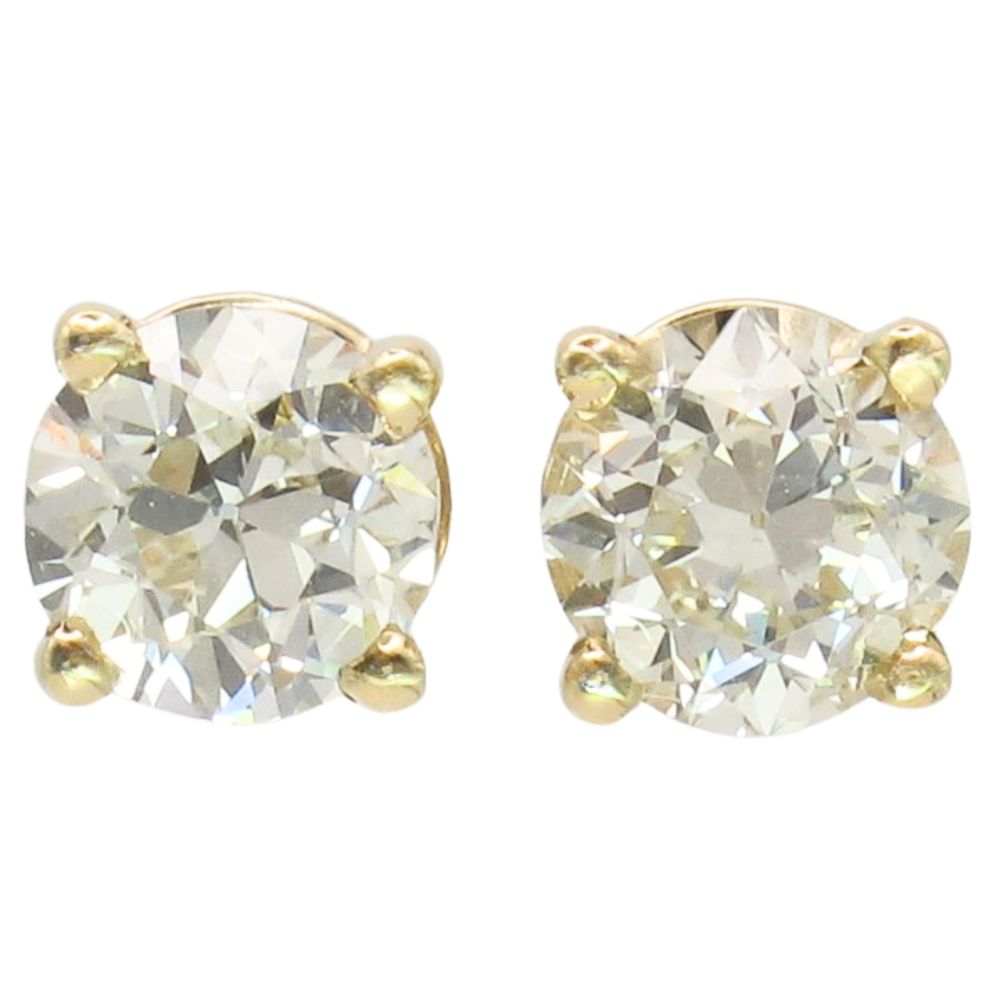 1.69ctw Old European Cut Diamond Solitaire Stud Earring 14K