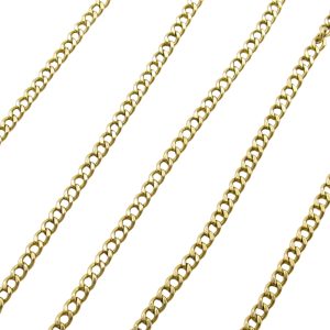 14K Yellow Gold Curb Link Chain Necklace Display View
