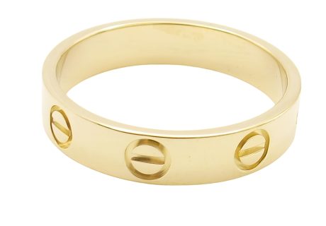 18K Screw Motif Gold Band Ring Front View