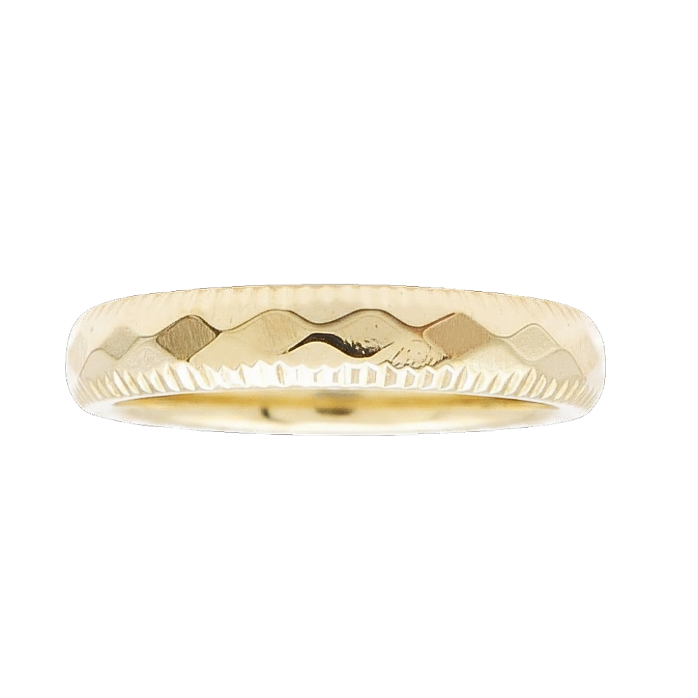 18K Gold Diamond Cut Band Ring