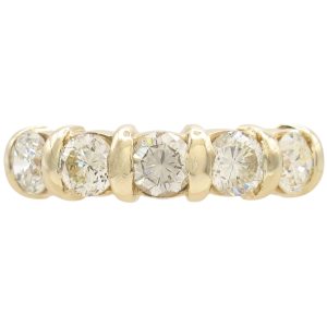 1ctw Five-Stone Diamond Band Ring 14K Gold front