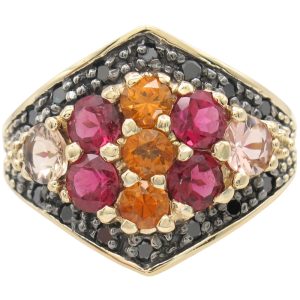 2.3ctw Multi-Gemstone Chevron Cluster Ring 14K Gold front