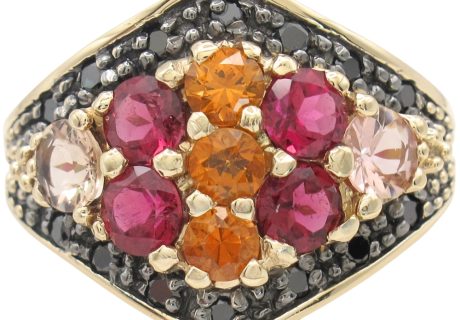2.3ctw Multi-Gemstone Chevron Cluster Ring 14K Gold front