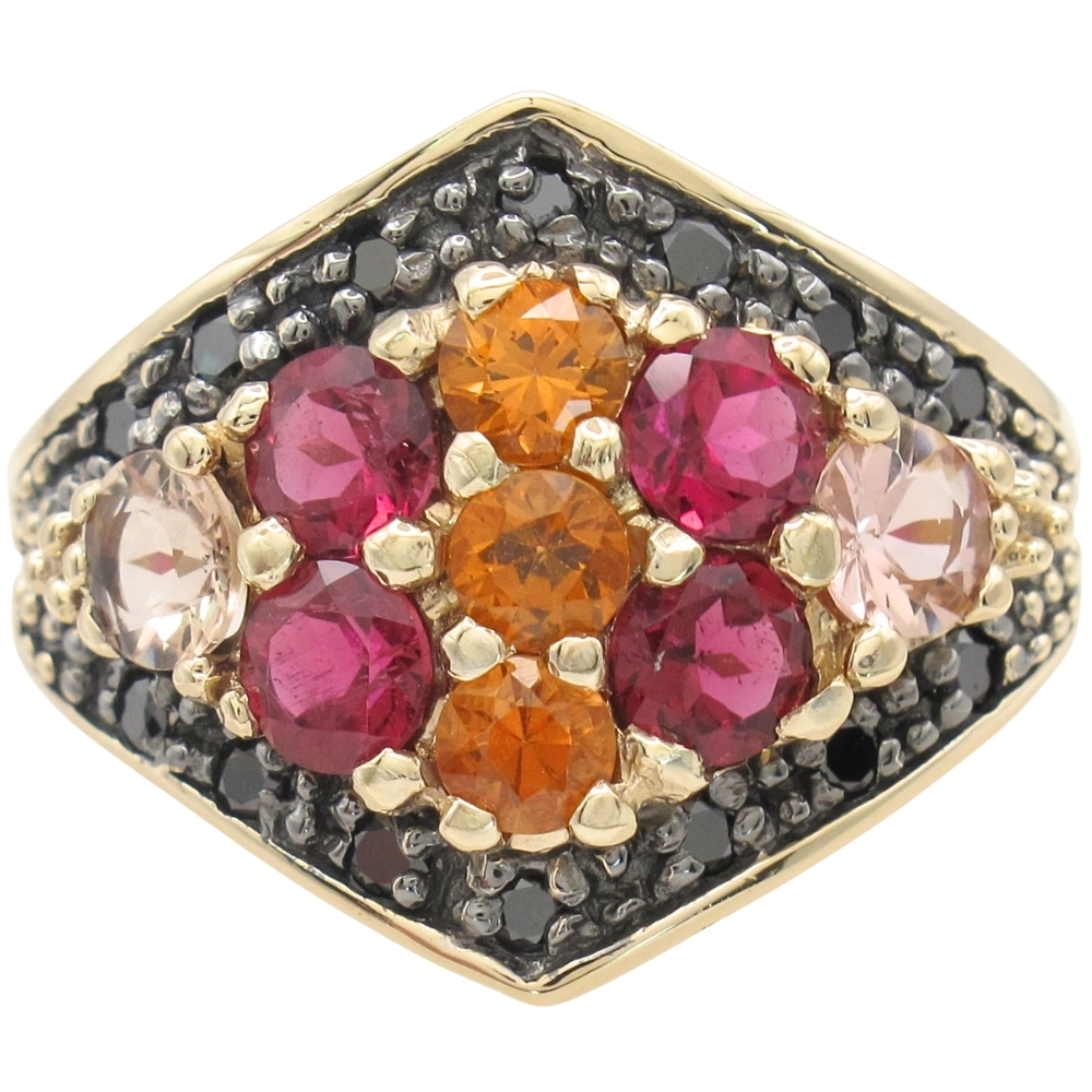 2.3ctw Multi-Gemstone Chevron Cluster Ring 14K Gold