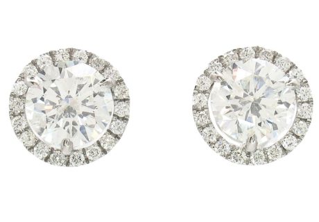 2.91ctw Round Diamond Halo Stud Earrings in 14K White Gold
