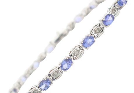 2.94ctw Iolite Line Bracelet 14K White Gold front