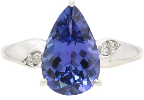 3.04ctw Pear-Cut Tanzanite Ring 18K White Gold front
