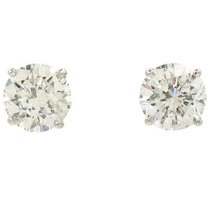 3.04ctw Round Diamond Solitaire Stud Earring in 14K White Gold