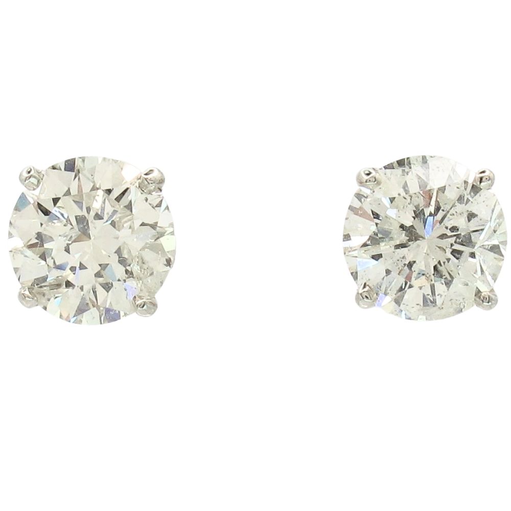 3.04ctw Round Diamond Solitaire Stud Earring 14K