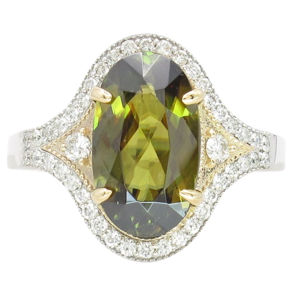 3ct Oval Sphene & Diamond Ring 14K