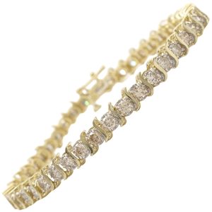 4.4ctw Diamond S-Link Tennis Bracelet 14K Gold front