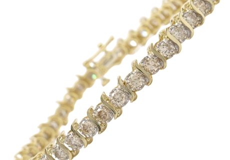 4.4ctw Diamond S-Link Tennis Bracelet 14K Gold front