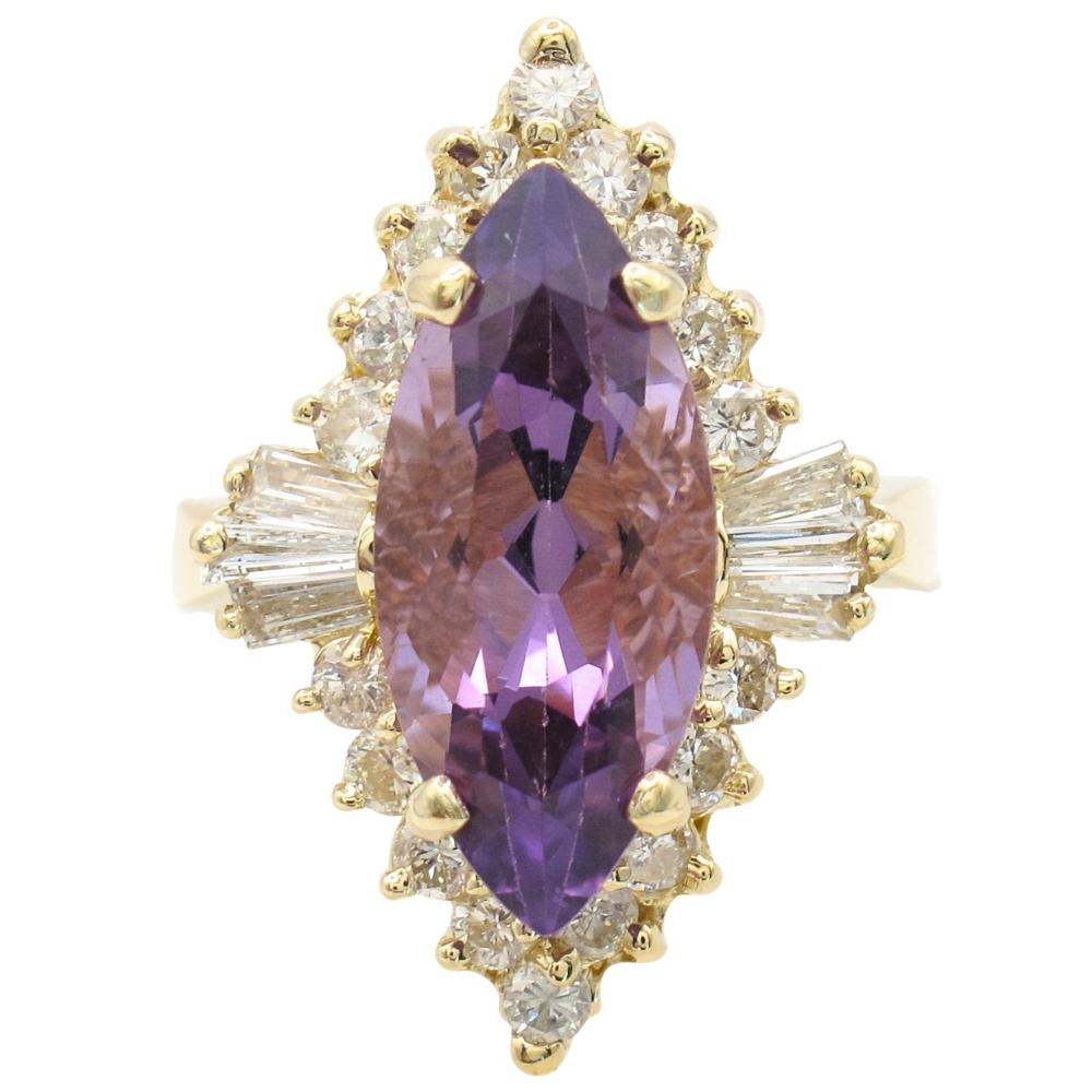 5.14ctw Marquise Amethyst Cocktail Ring 14K Gold