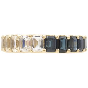 5.25ctw White & Blue Sapphire Eternity Band Ring 14K Gold front
