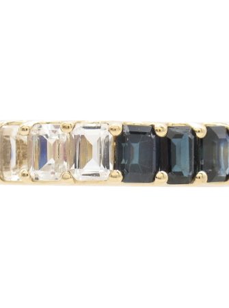 5.25ctw White & Blue Sapphire Eternity Band Ring 14K Gold