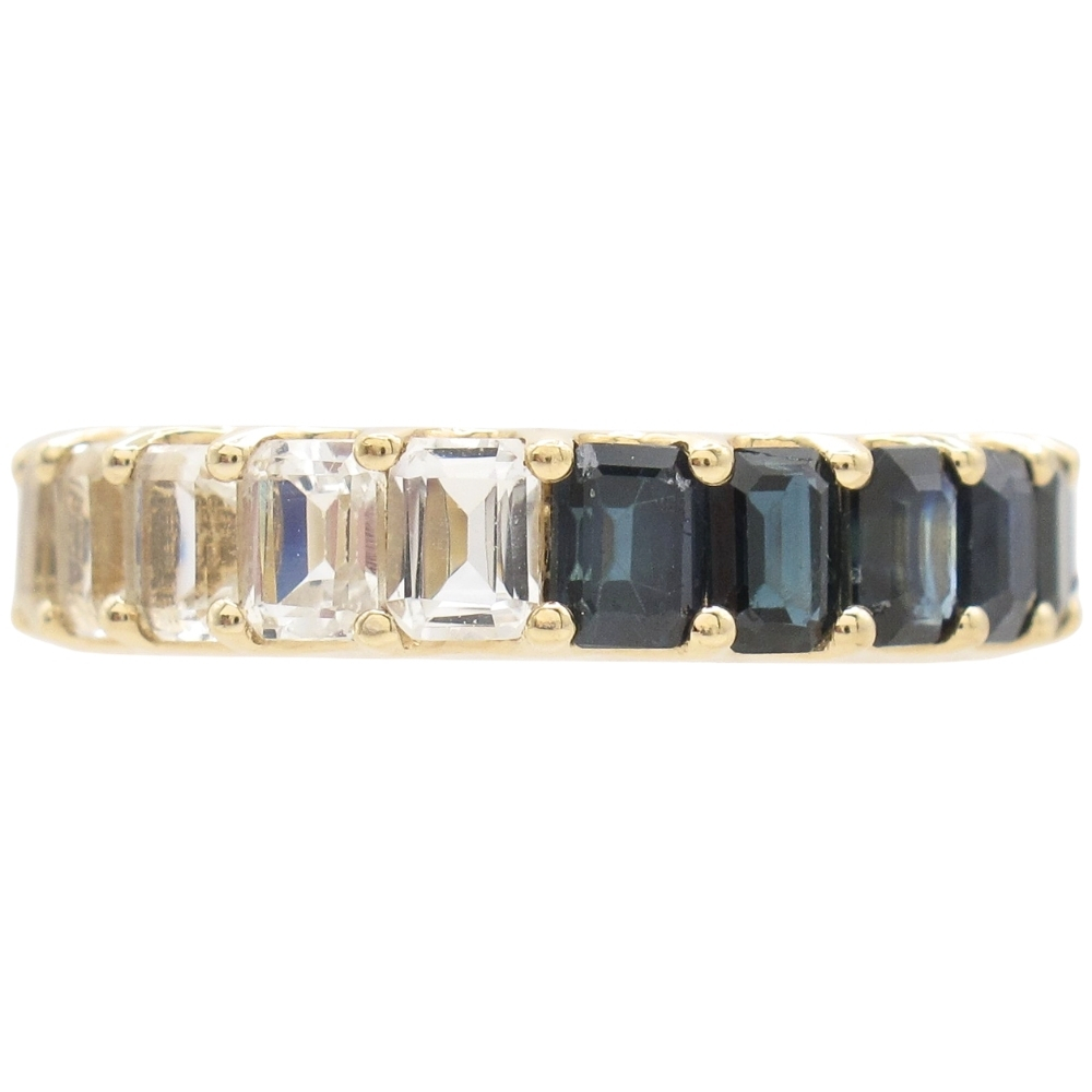 5.25ctw White & Blue Sapphire Eternity Band Ring 14K Gold