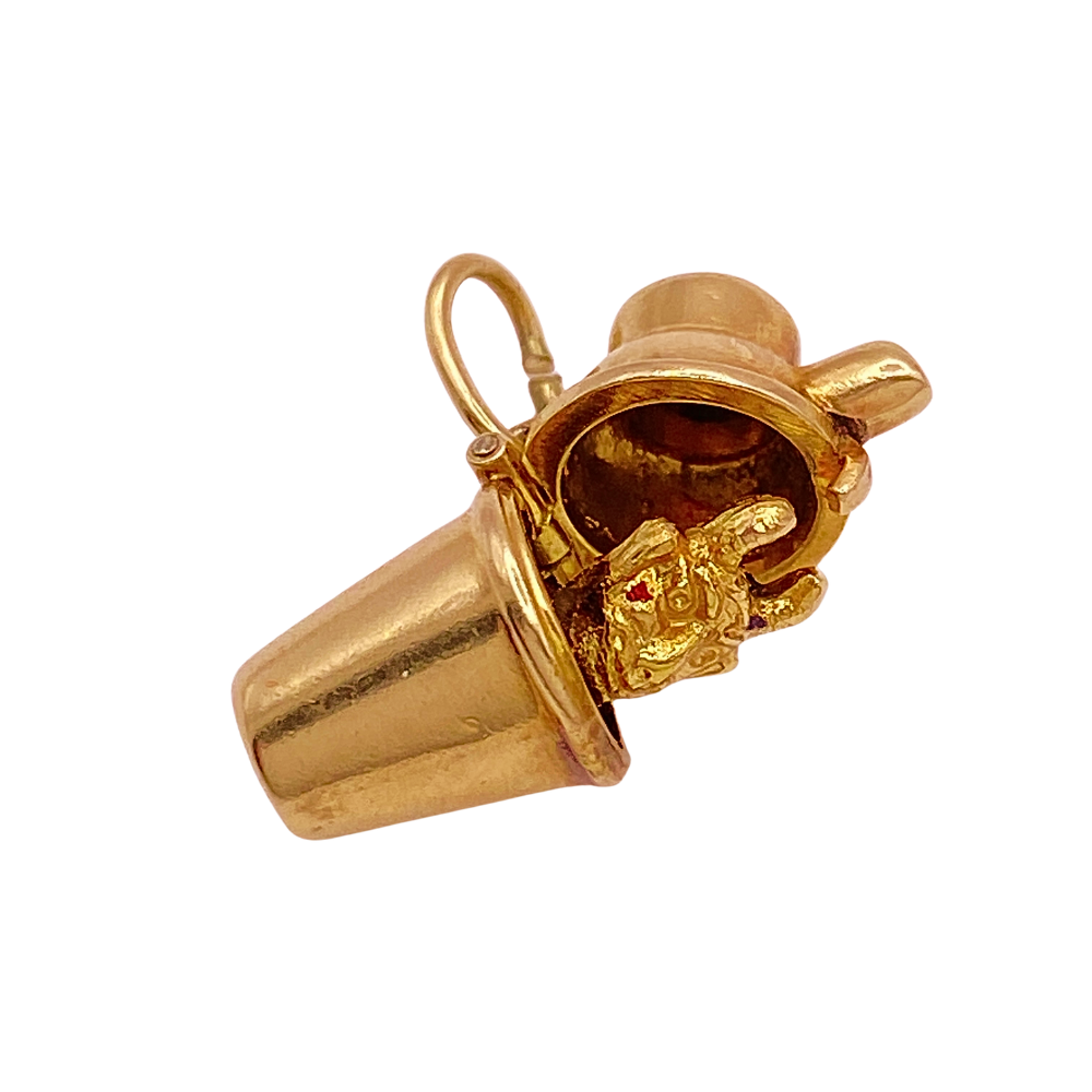 Moving Antique Temperance Charm 14K Gold Devil in Cocktail Shaker