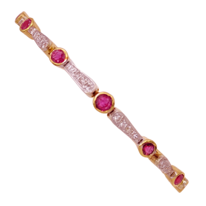Art Deco Ruby Diamond Bracelet 1.60 Ct TGW 14K Plat